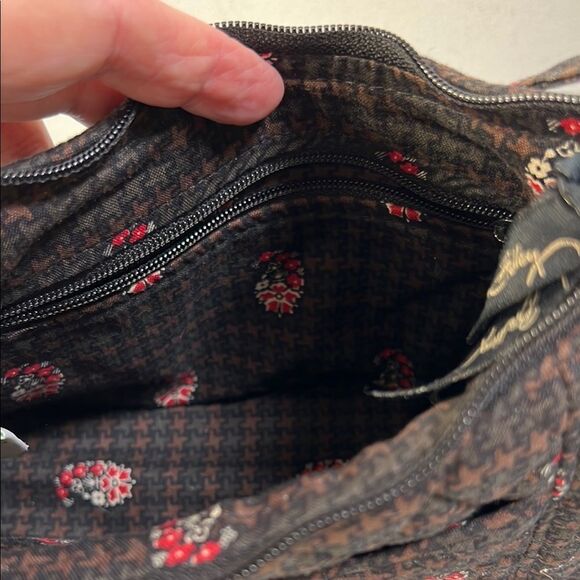 Vera Bradley Houndstooth Brown, Black and Red Patterned Women's Shoulder Bag - Picture 5 of 7